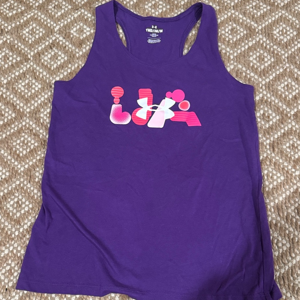 Under Armour Purple Tank with Pink Accents    Girls Size - YMD